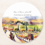 Napa Valley wijngaard bruiloft gunsten servies Ronde Kartonnen Onderzetter<br><div class="desc">Napa Valley wijngaard waterverf bruiloft gunsten gepersonaliseerd servies aangepast papier onderzetters</div>