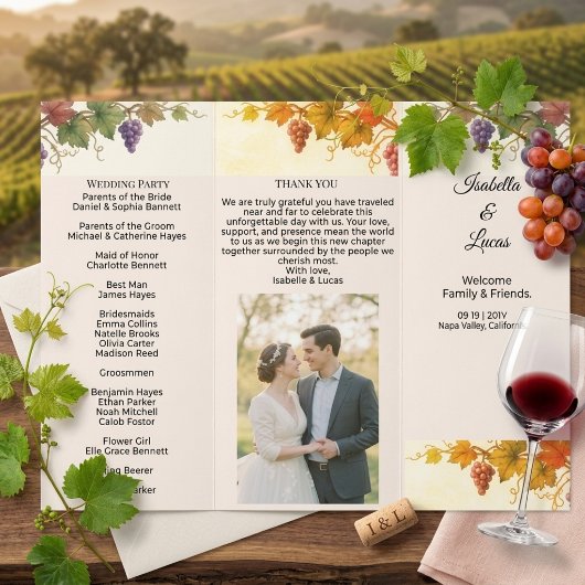Napa Valley Wijngaard Huwelijksprogramma Flyer
