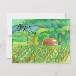 Napa Valley Wijngaard Rode Schuur Veldrijen Briefkaart