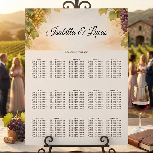 Napa Valley Wijngaard Trouwstoelindeling Poster