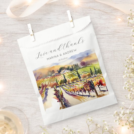 Napa Valley wijngaard waterverf bruiloft dank u Bedankzakje (Geknipt)