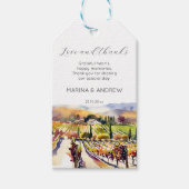 Napa Valley wijngaard waterverf bruiloft dank u Cadeaulabel (Voorkant)