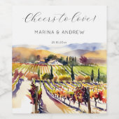 Napa Valley wijngaard waterverf bruiloft gejuich Wijn Etiket (Enkel label)