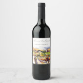 Napa Valley wijngaard waterverf bruiloft gejuich Wijn Etiket (Voorkant)