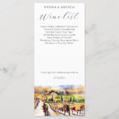 Napa Valley wijngaard waterverf bruiloft menu (Achterkant)