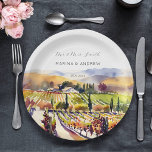 Napa Valley wijngaard waterverf bruiloft servies Papieren Bordje<br><div class="desc">Napa Valley wijngaard waterverf bruiloft servies gepersonaliseerde papieren borden</div>