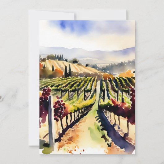 Napa Valley wijngaard waterverf vrijgezellenfeest Kaart (Achterkant)