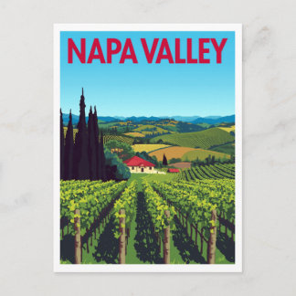 Napa Valley Wijngaarden Retro Reisposter Briefkaart
