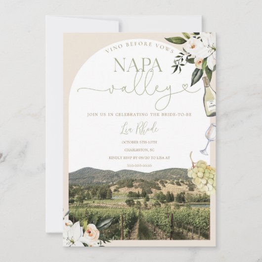 Napa Valley Wijnmakerij Bachelorette uitnodiging (Voorkant)