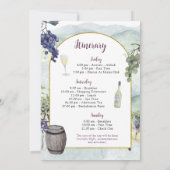 Napa Valley Winery Bachelorette Weekendschema Kaart (Achterkant)