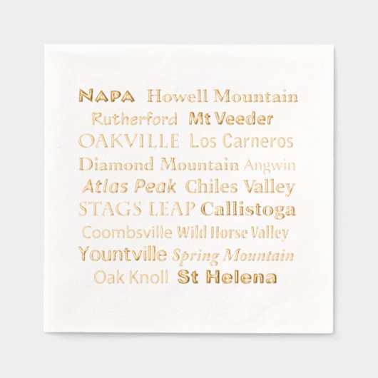Napa Wine Country Goud Gestempelde Servetten (Voorkant)