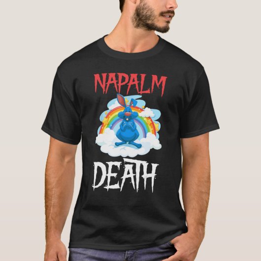 Napalm Death Rainbow Bunny Pink Napalm Death Rabbi T-shirt (Voorkant)