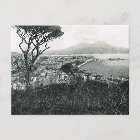 Napels, 1908, de baai van Napels en Vesuvius van d Briefkaart (Voorkant)