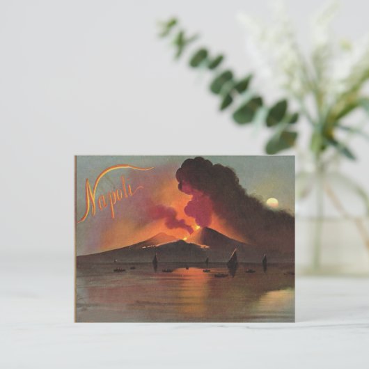 Napels, 1908, de Vesuvius en de Baai van Napels Briefkaart (Staand voorkant)