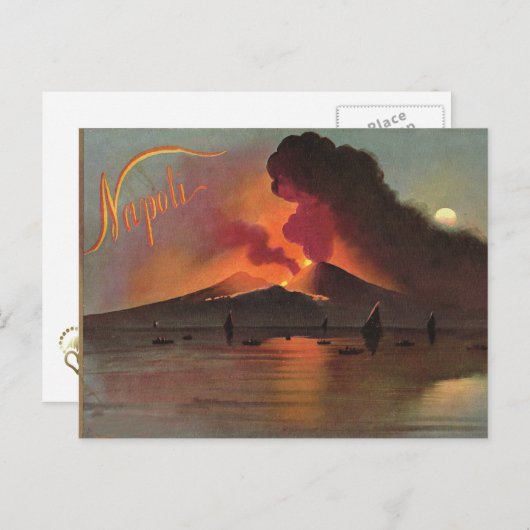 Napels, 1908, de Vesuvius en de Baai van Napels Briefkaart (Voorkant / Achterkant)