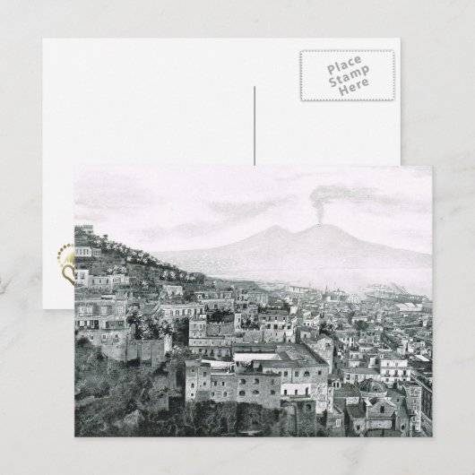 Napels, 1908, stad en berg Vesuvius Briefkaart (Voorkant / Achterkant)