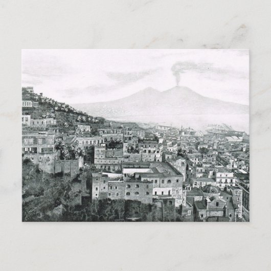 Napels, 1908, stad en berg Vesuvius Briefkaart (Voorkant)