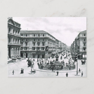 Napels, 1908, stadscentrum en rotonde briefkaart