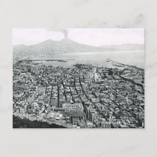 Napels, 1908, Waterfront en Vesuvius Briefkaart