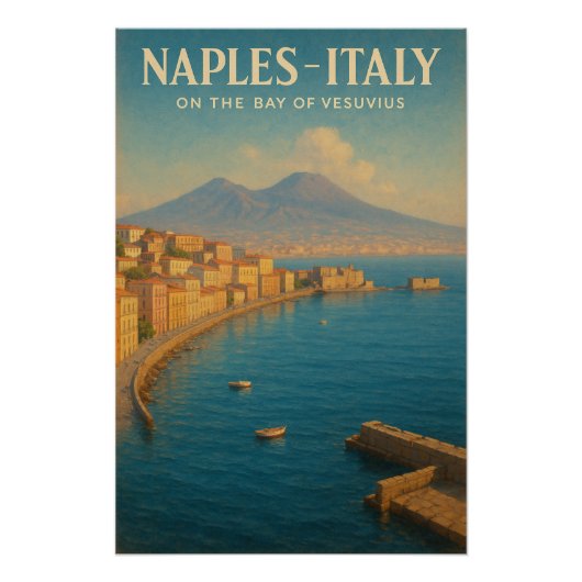 Napels aan de Baai van Vesuvius Perfect Poster (Voorkant)