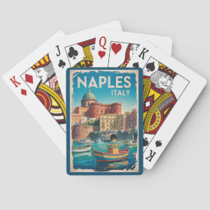 Napels Baai Italië Illustratie Reis Kunst Vintage Pokerkaarten