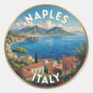Napels Baai Italië Kust Reis Scene Ronde Sticker