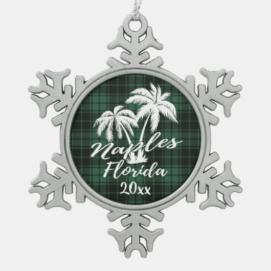 Napels Beach Florida Palm Green Pset Tin Sneeuwvlok Ornament (Voorkant)