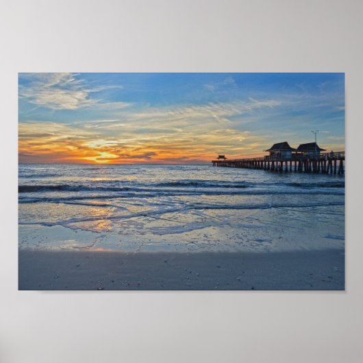 Napels Beach, Florida, Pier op Sunset Poster (Voorkant)