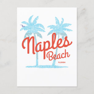 Napels Beach Florida USA Vintage Koraal Blauwe Pal Briefkaart
