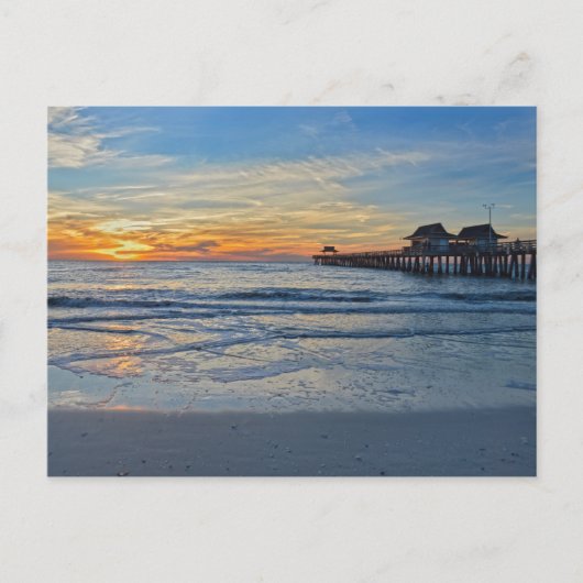 Napels Beach Pier, Florida, op Sunset Briefkaart (Voorkant)