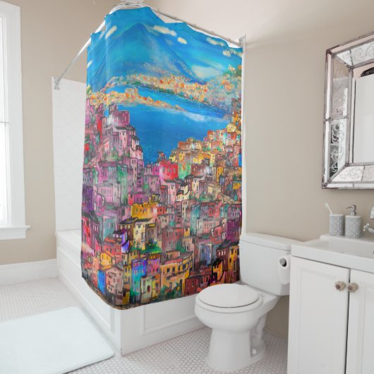 Napels cityscapeart, stad, italiaans, landschap, m douchegordijn (In situ)