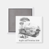 Napels en Vesuvius Vulkaan 1850 Magneet (Voorkant / Achterkant)