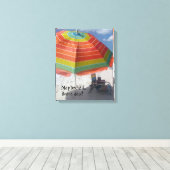 Napels, FL Beach dag Kleurrijke Beach Afbeelding Canvas Afdruk (Insitu (Houten vloer))