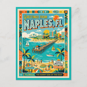 Napels FL Golfkust Retro Jaren 60 Whimsisch Briefkaart