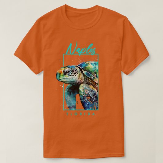 Napels Florida Aquarel Zeeschildpad Portret T-shirt (Design voorkant)