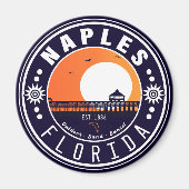 Napels Florida Beach Retro Sunset Pier 80s Magneet (Voorkant)