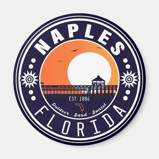 Napels Florida Beach Retro Sunset Pier 80s Magneet (Voorkant)