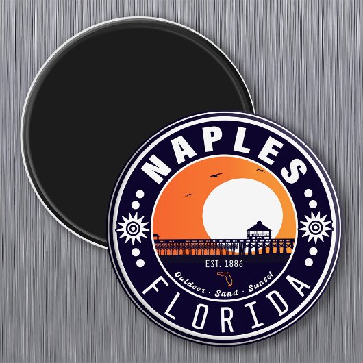 Napels Florida Beach Retro Sunset Pier 80s Magneet