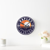 Napels Florida Beach Retro Sunset Pier 80s Ronde Klok (Huis)
