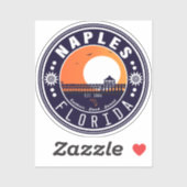 Napels Florida Beach Retro Sunset Pier 80s Sticker (Vel)
