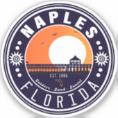 Napels Florida Beach Retro Sunset Pier 80s Sticker (Voorkant)