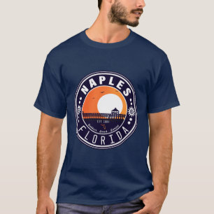 Napels Florida Beach Retro Sunset Pier 80s T-shirt