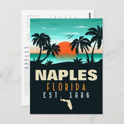 Napels Florida Beach Retro Sunset Souvenirs 60s Briefkaart (Voorkant / Achterkant)