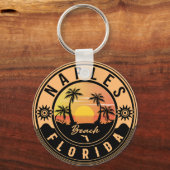Napels Florida Beach Retro Sunset Souvenirs Sleutelhanger (Achterkant)