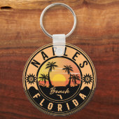 Napels Florida Beach Retro Sunset Souvenirs Sleutelhanger (Voorkant)