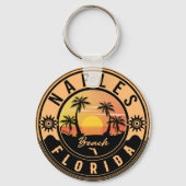 Napels Florida Beach Retro Sunset Souvenirs Sleutelhanger (Achterkant)