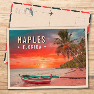 Napels Florida Beach Tropische palmboom jaren 50 Briefkaart