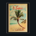 Napels Florida Briefkaart Palm Tree Beach<br><div class="desc">Het ontwerp van Napels Florida in de Vintage Travel-stijl met een palmboom op het strand met oceaan en lucht.</div>