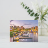 Napels, Florida Downtown en boten bij zonsondergan Briefkaart (Staand voorkant)
