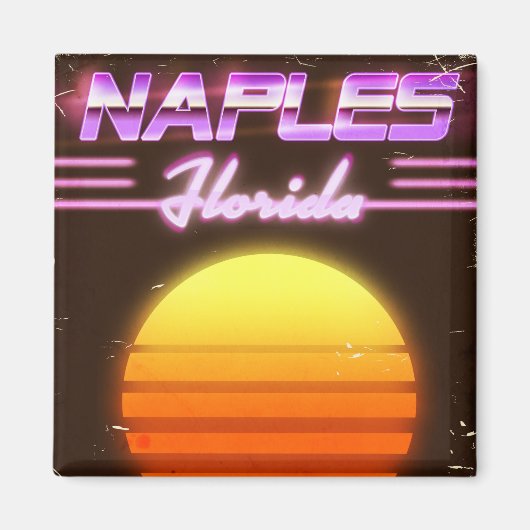 Napels Florida jaren 80 reisposter Magneet (Voorkant)